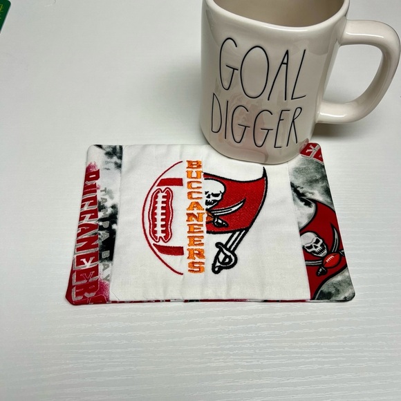 Hand Crafted Mug Rug Coaster Embroidered Cotton Fabric Padded Absorbs Liquid - Picture 8 of 10